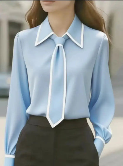 Maison Contrast Tie Blouse