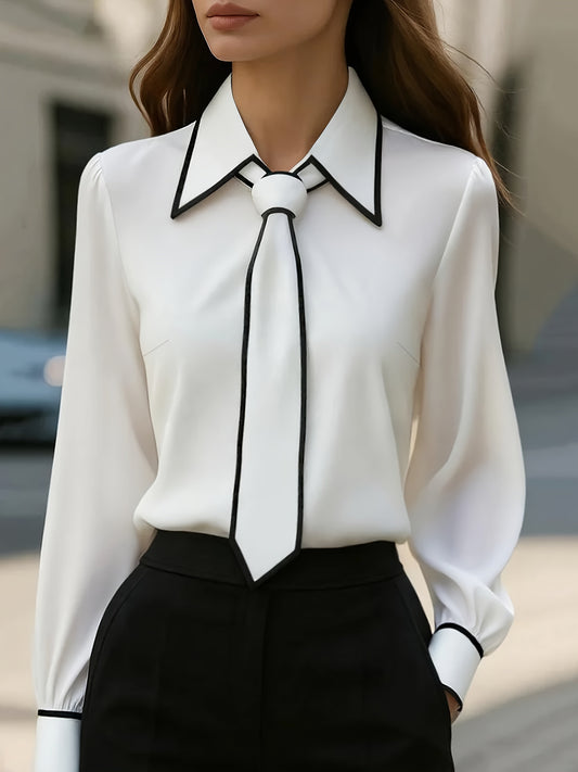 Maison Contrast Tie Blouse